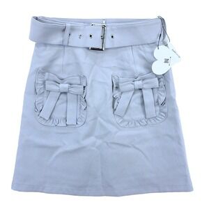 Ank Rouge Belted Bow Pocket Mini Skirt Womens M Purple Kawaii Coquette NWT